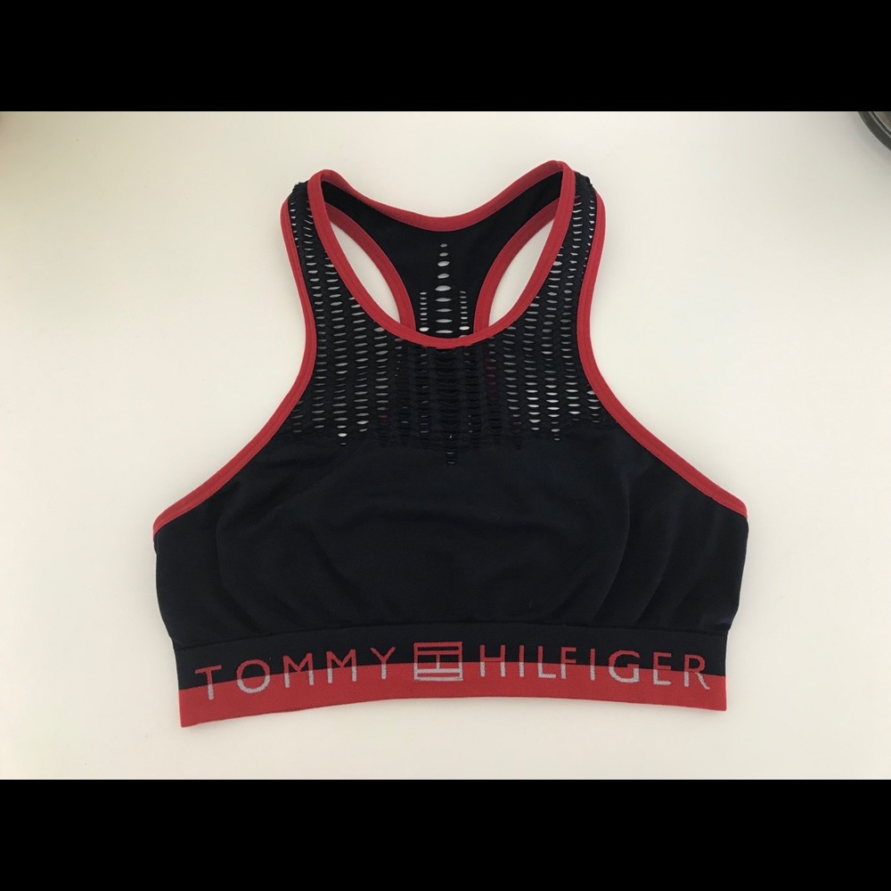 Tommy Hilfiger high neck cut out sports bra